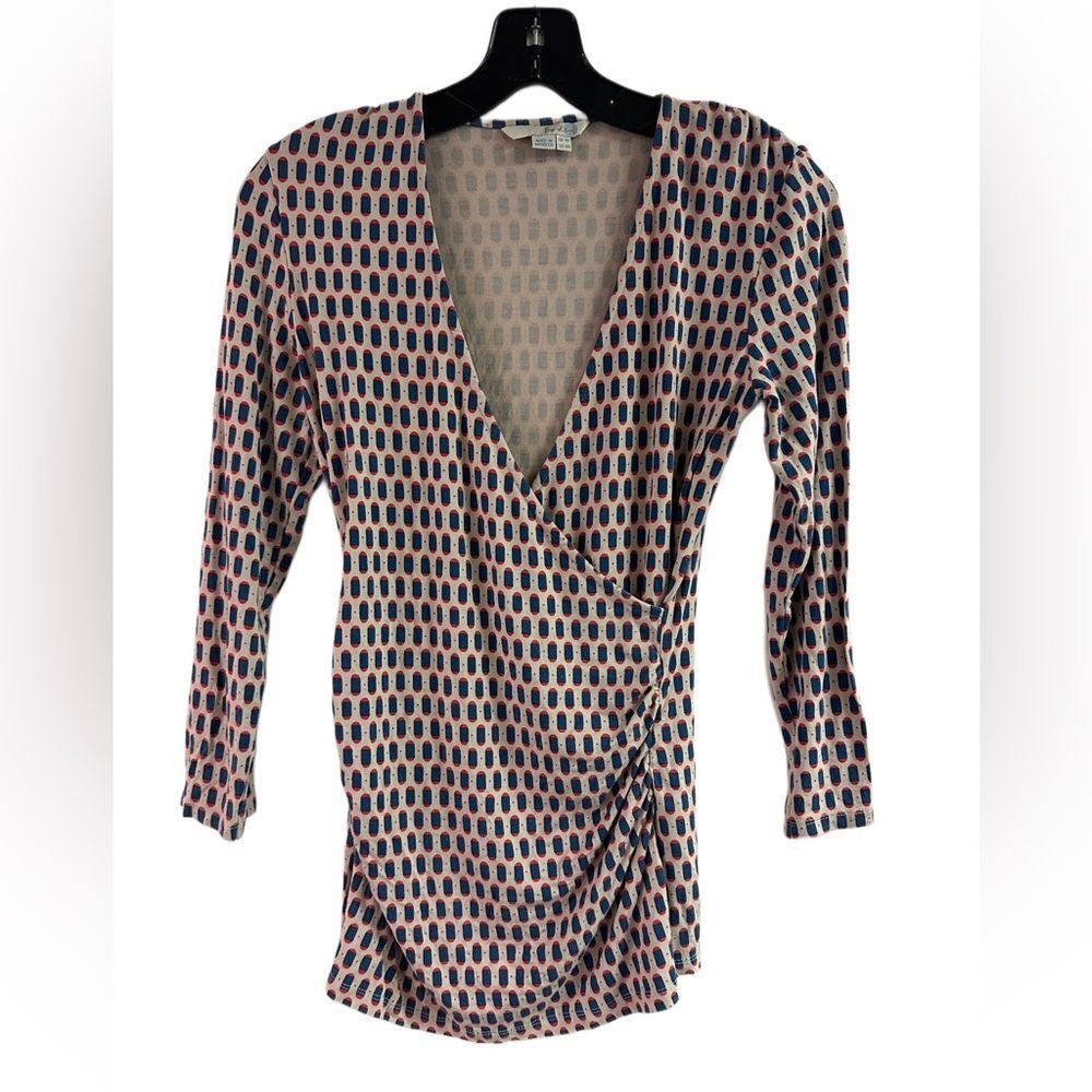 Boden Beige Print Viscose Wrap Top Size 4